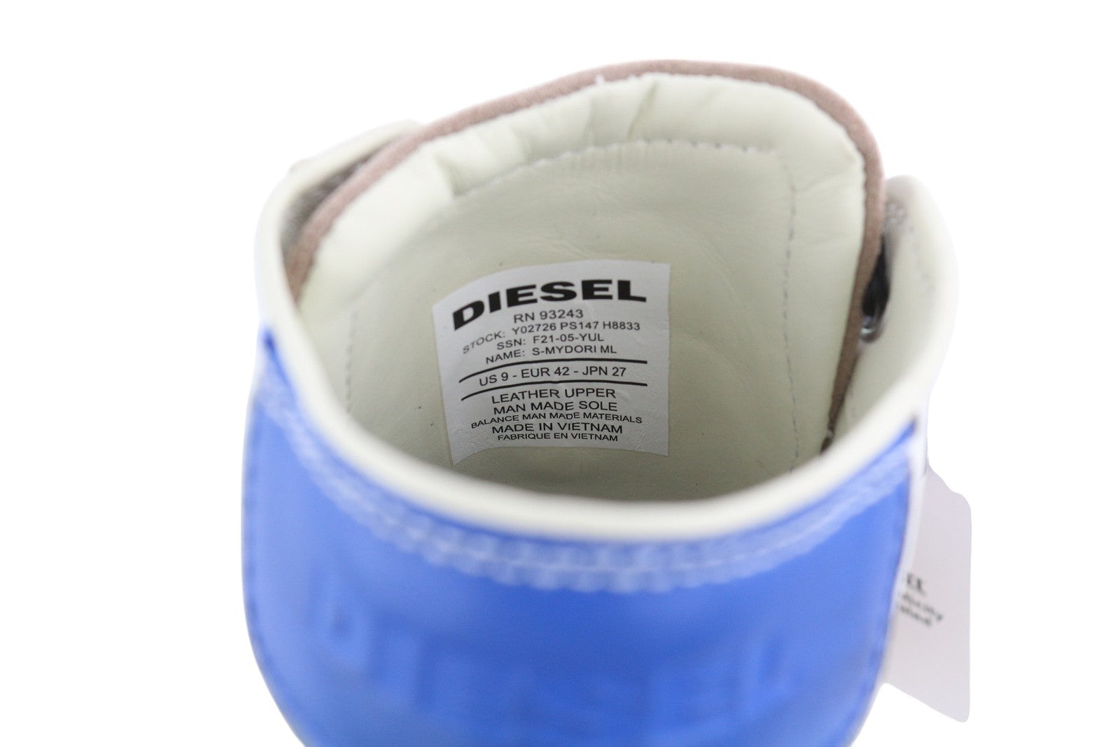 DIESEL S-Mydri ML Mens Sneakers EU42 Leather Light Almond Toe Lace Up RRP€220