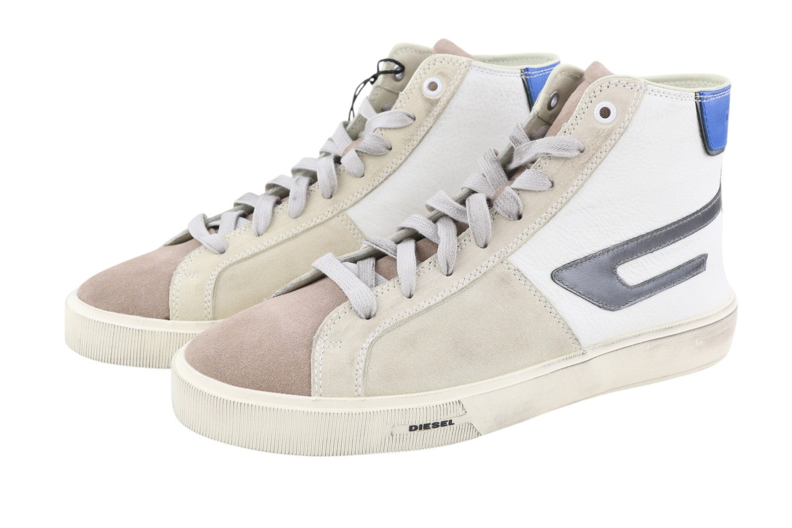 DIESEL S-Mydri ML Mens Sneakers EU42 Leather Light Almond Toe Lace Up RRP€220