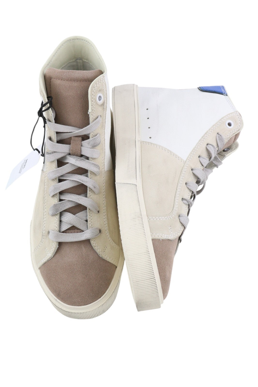 DIESEL S-Mydri ML Mens Sneakers EU42 Leather Light Almond Toe Lace Up RRP€220