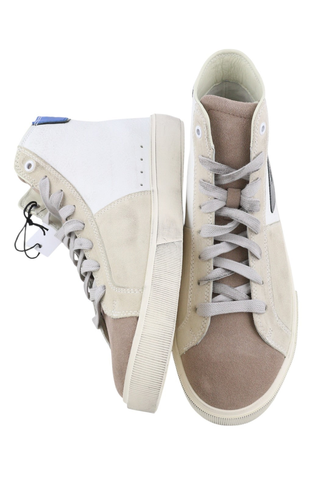 DIESEL S-Mydri ML Mens Sneakers EU42 Leather Light Almond Toe Lace Up RRP€220