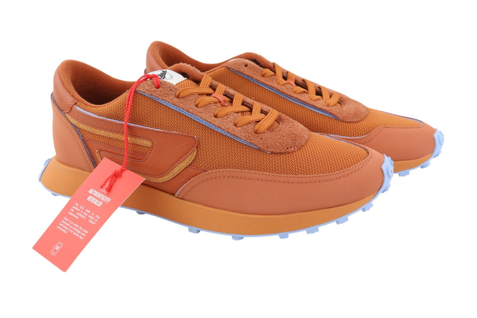 DIESEL S-Racer LC Mens Sneakers EU45 Brown Leather Laced Low Top  RRP€185