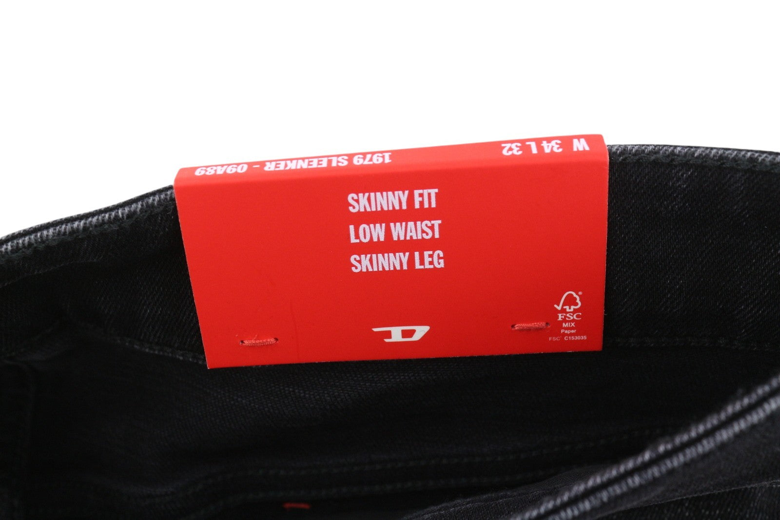 DIESEL 1979 Sleenker 09A89 Men Jeans W34/L32 Skinny Distress Black RRP275