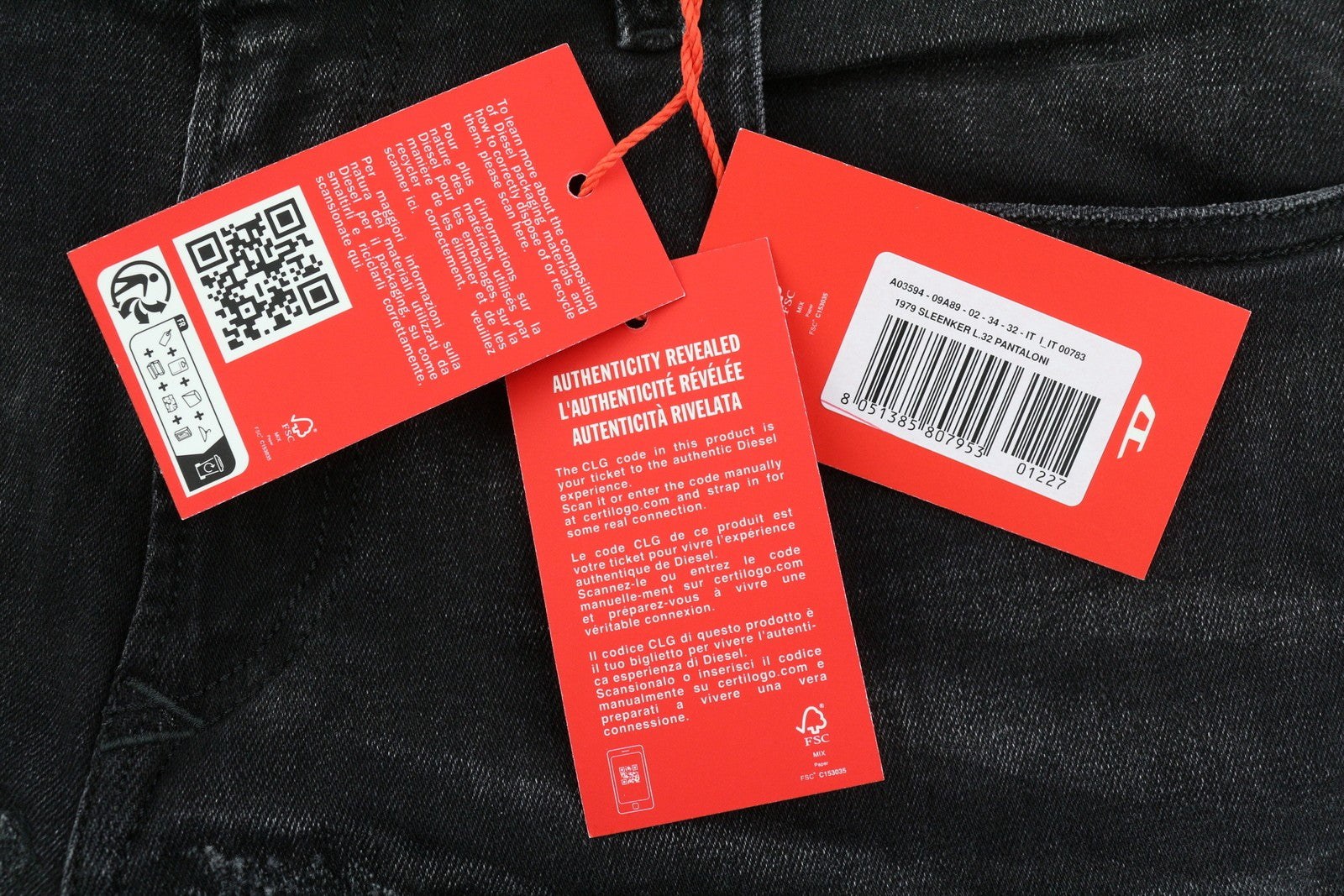 DIESEL 1979 Sleenker 09A89 Men Jeans W34/L32 Skinny Distress Black RRP275