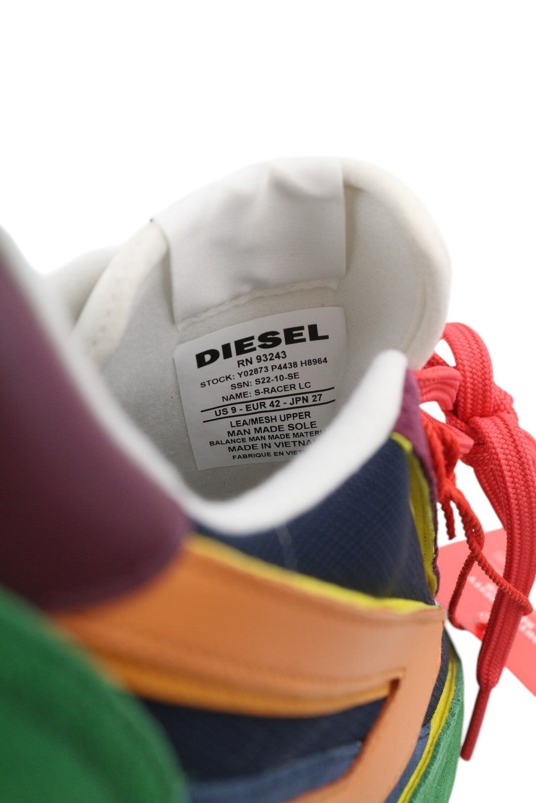 DIESEL S-Racer LC Mens Sneakers EU42 Leather Low Top Almond Toe RRP€185