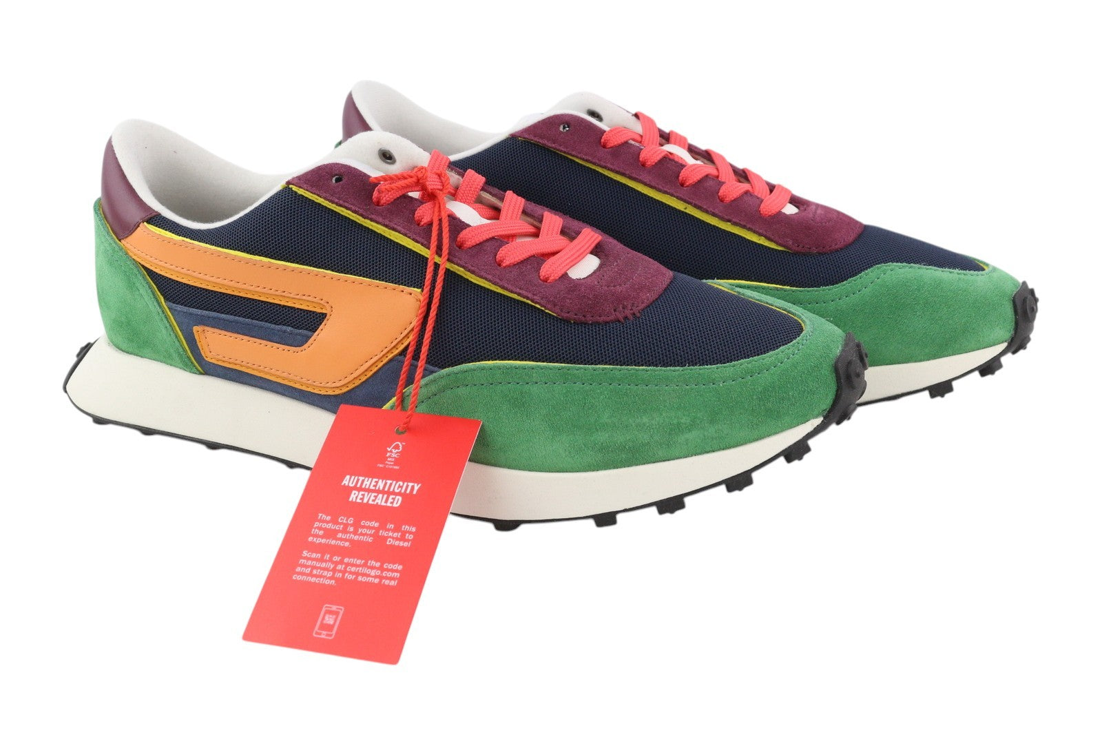 DIESEL S-Racer LC Mens Sneakers EU42 Leather Low Top Almond Toe RRP€185