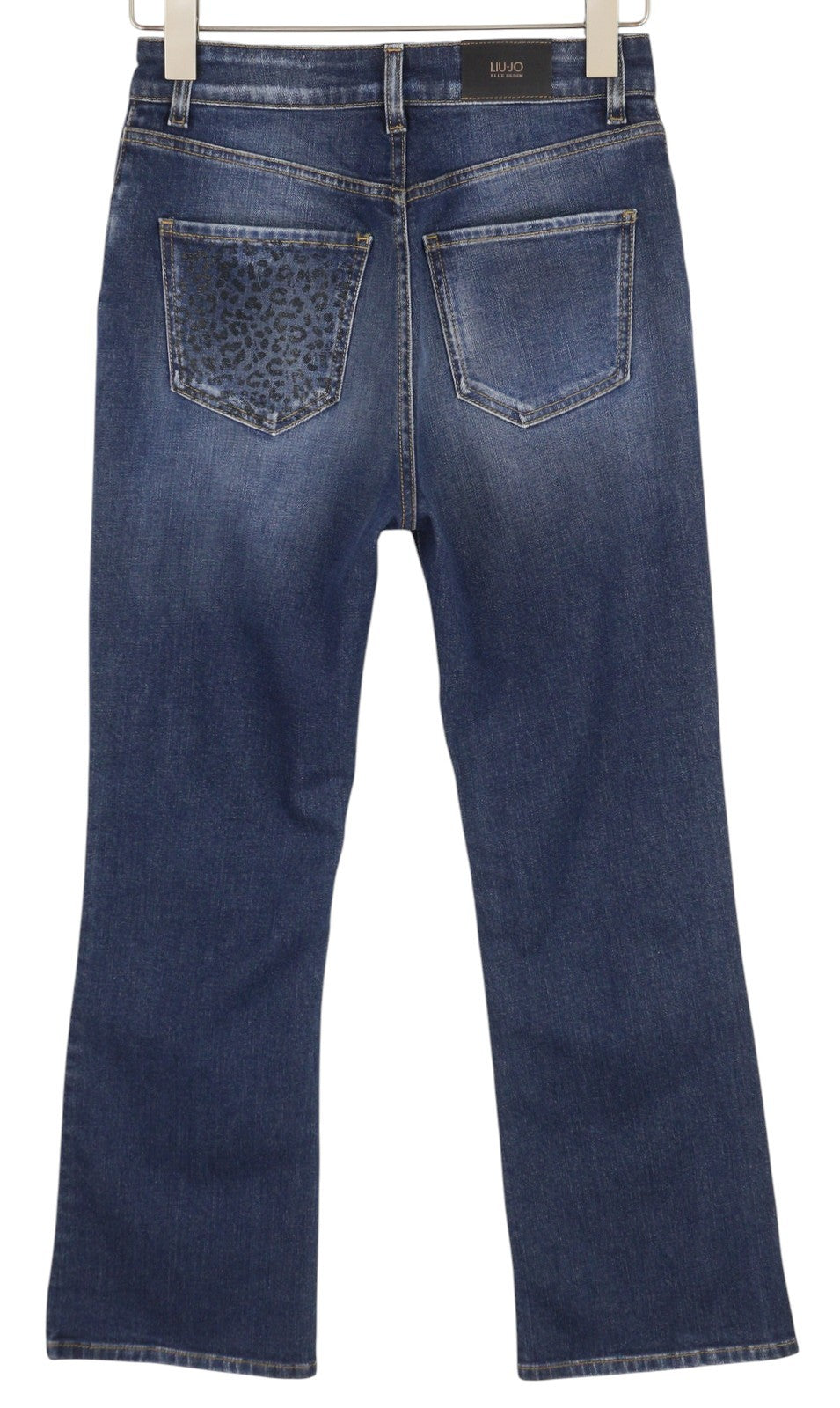 LIU JO New Microflair Women Jeans W28 Bootcut Fit Ankle Zip Washed Denim Blue