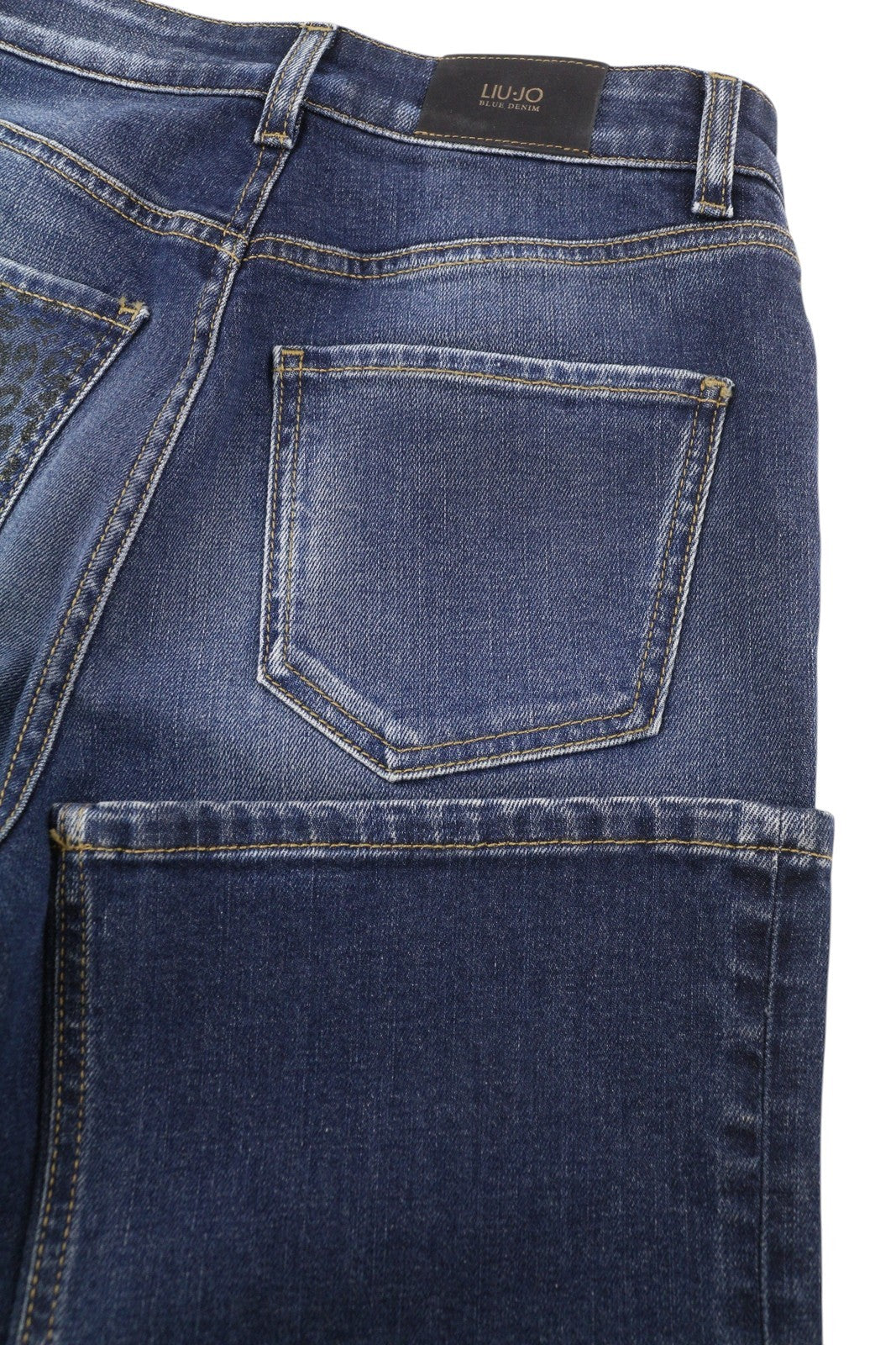 LIU JO New Microflair Women Jeans W28 Bootcut Fit Ankle Zip Washed Denim Blue