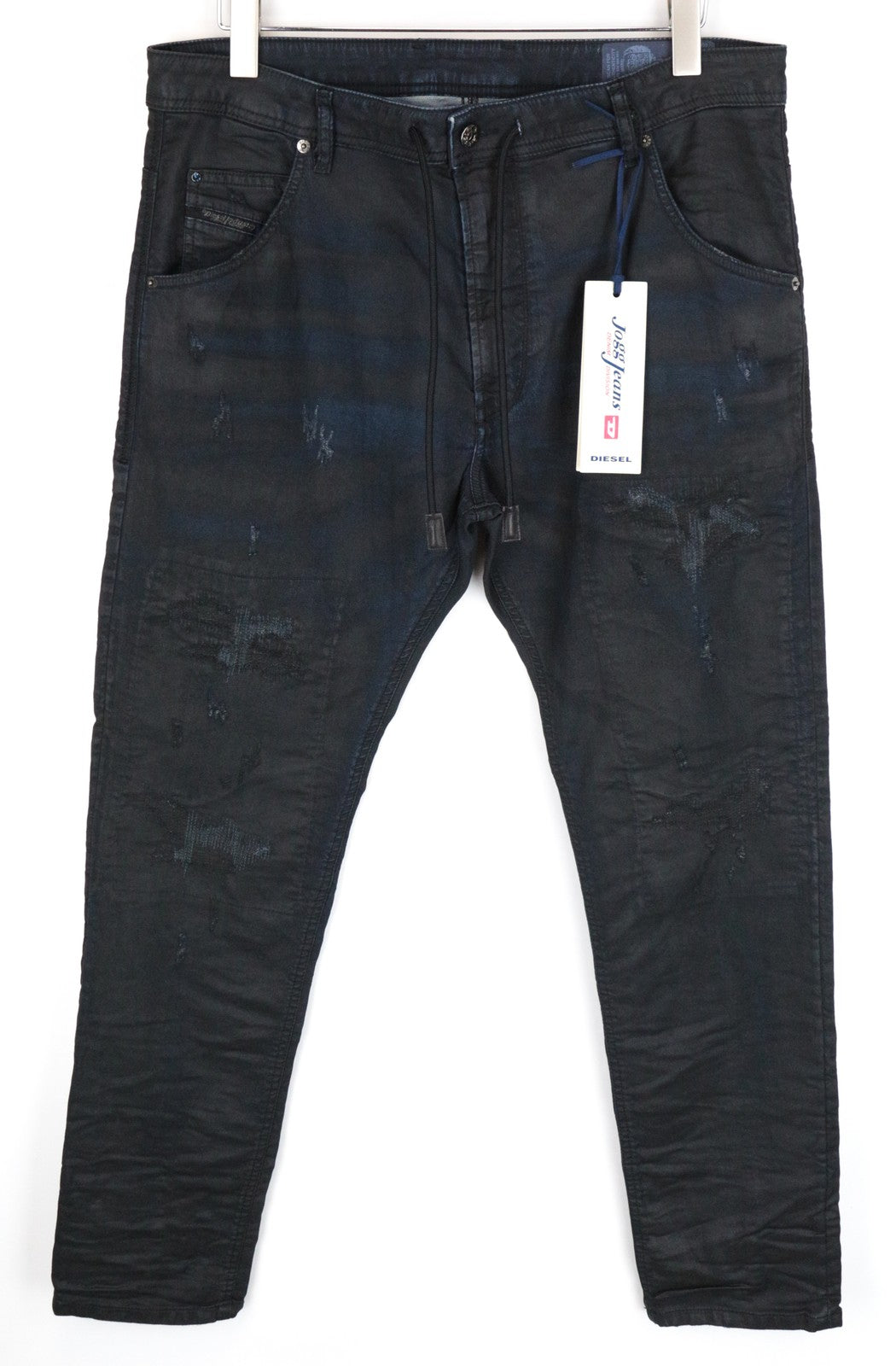 DIESEL Krooley CB-NE 0680B Men's Jeans W36 Slim Carrot Sweat Jogg Fit Navy Waxed