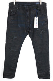 DIESEL Krooley CB-NE 0680B Men's Jeans W36 Slim Carrot Sweat Jogg Fit Navy Waxed