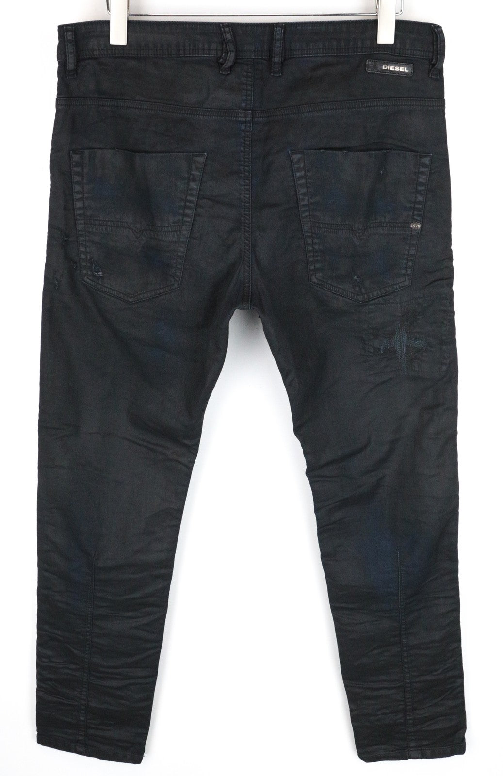 DIESEL Krooley CB-NE 0680B Men's Jeans W36 Slim Carrot Sweat Jogg Fit Navy Waxed