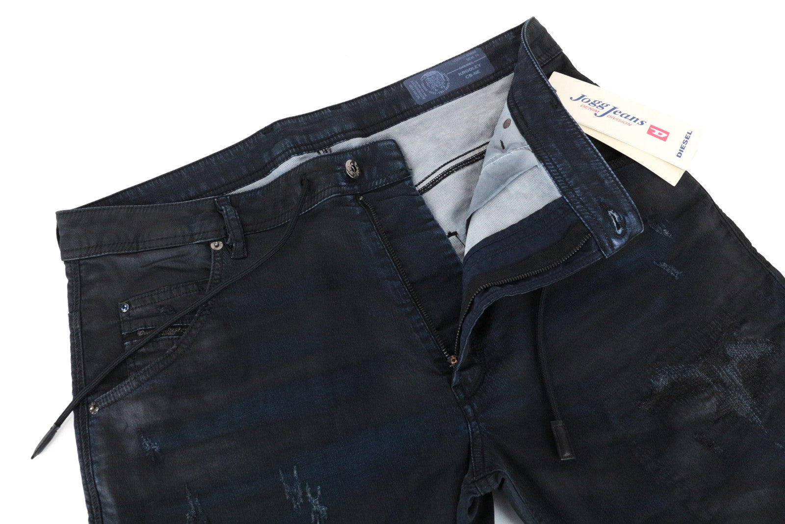 DIESEL Krooley CB-NE 0680B Men's Jeans W36 Slim Carrot Sweat Jogg Fit Navy Waxed