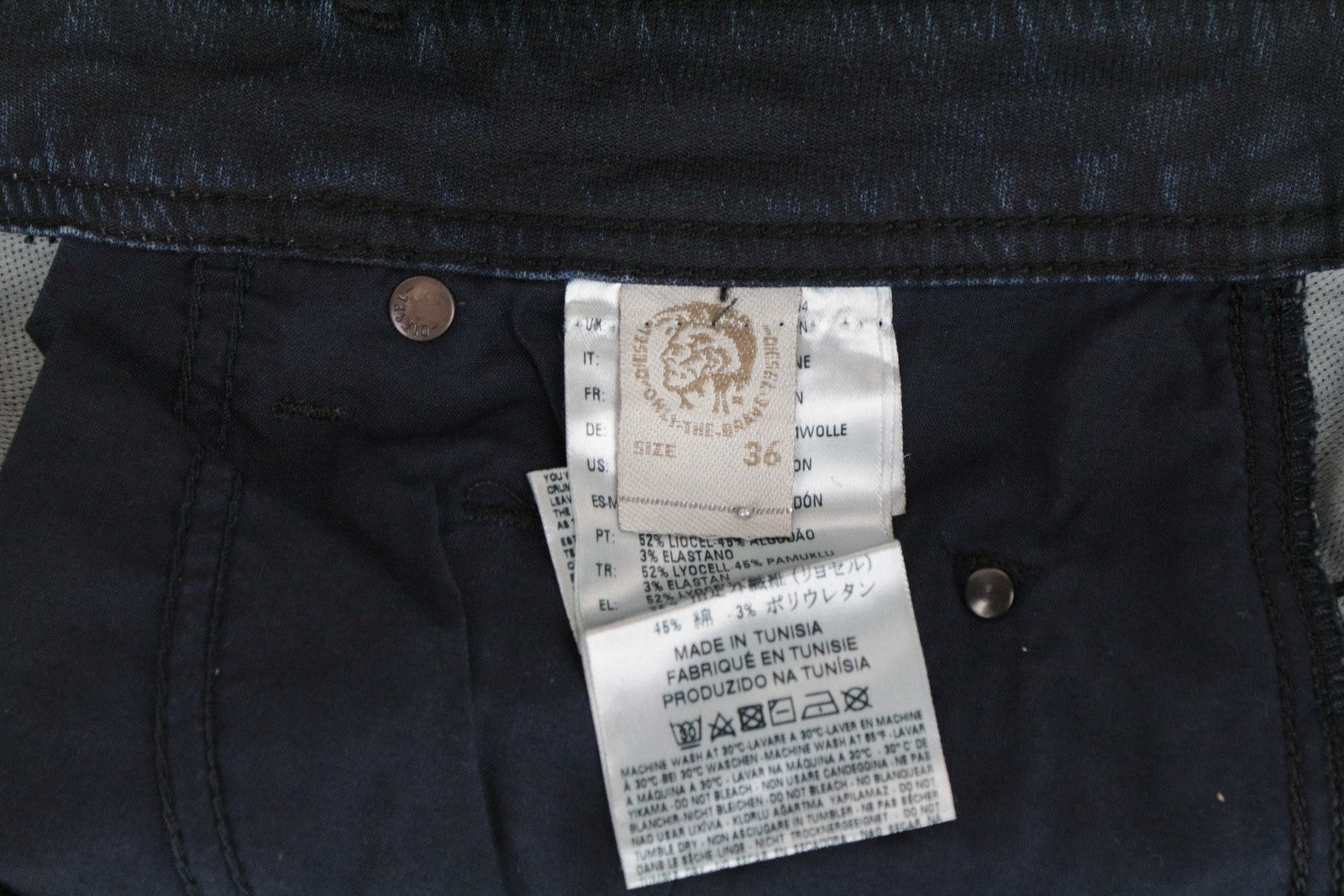 DIESEL Krooley CB-NE 0680B Men's Jeans W36 Slim Carrot Sweat Jogg Fit Navy Waxed