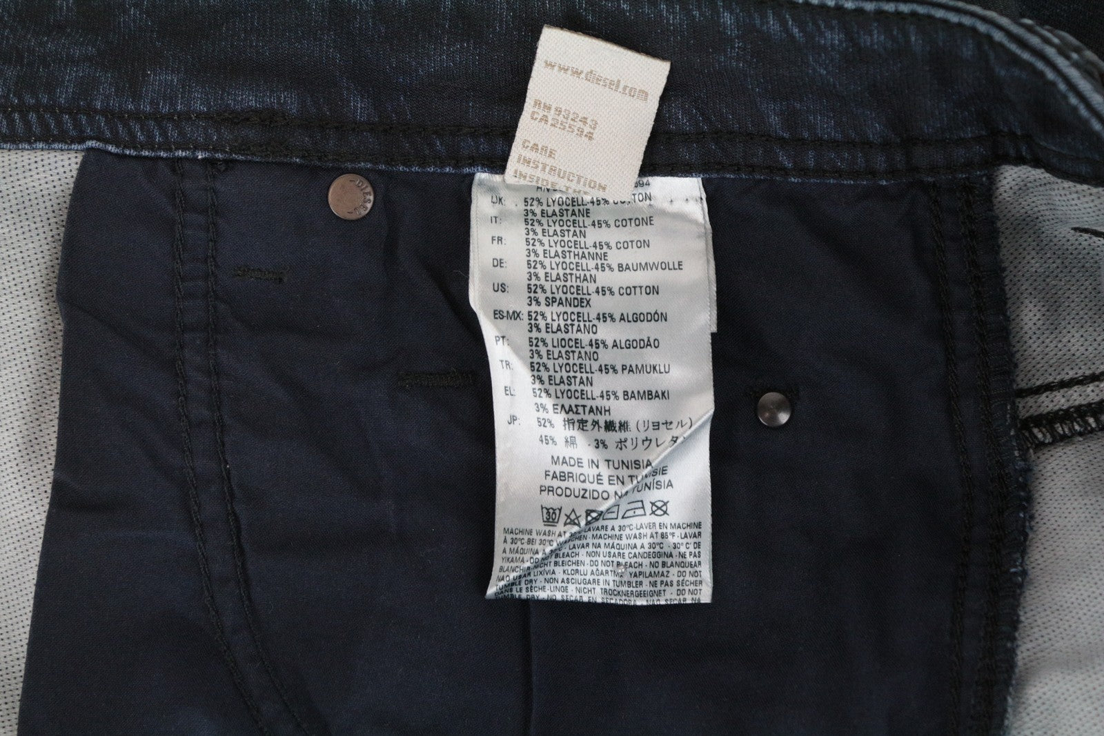 DIESEL Krooley CB-NE 0680B Men's Jeans W38 Slim Fit Carrot Navy Sweat Jogg Navy