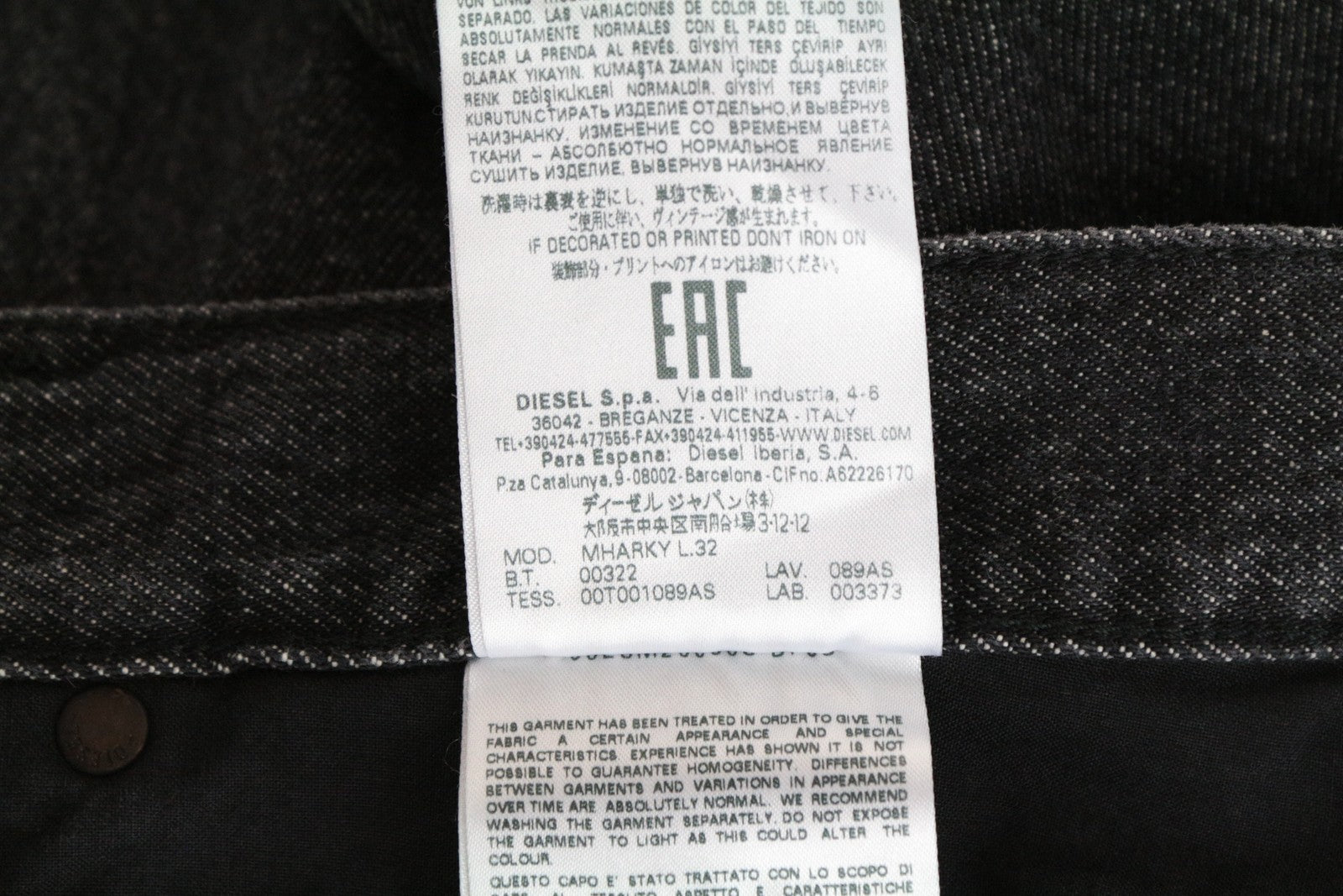 DIESEL Mharky 089AS Men's Jeans W32 L32 Slim Skinny Fit Cotton Grey Denim