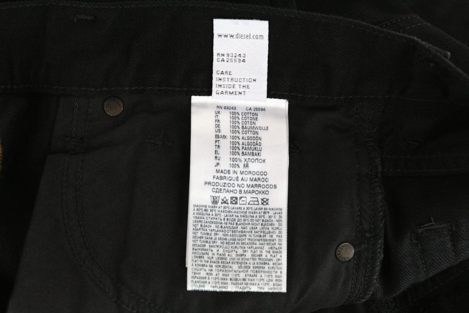 DIESEL Mharky 084WR Men's Jeans W27 L30 Black Slim Skinny Distressed Cotton