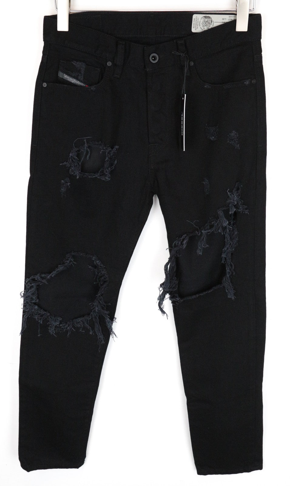 DIESEL Mharky 084WR Men's Jeans W28 L30 Distressed Slim Skinny Fit Black Cotton