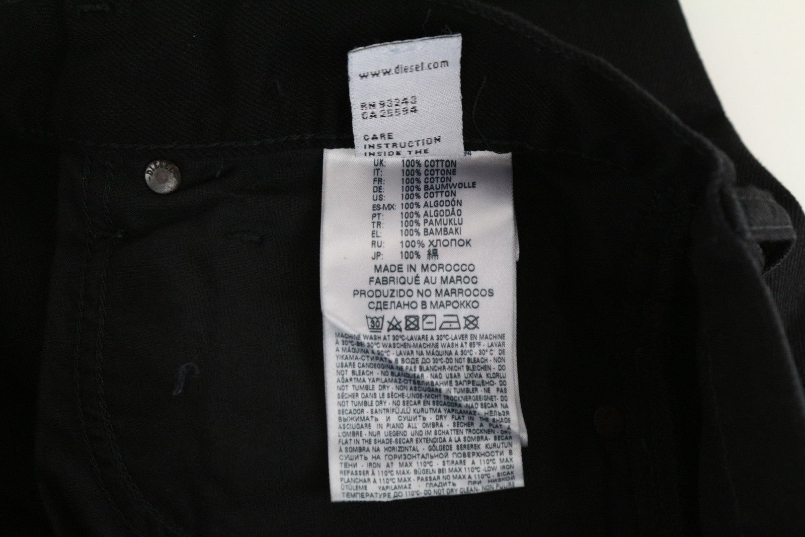 DIESEL Mharky 084WR Men's Jeans W28 L30 Distressed Slim Skinny Fit Black Cotton