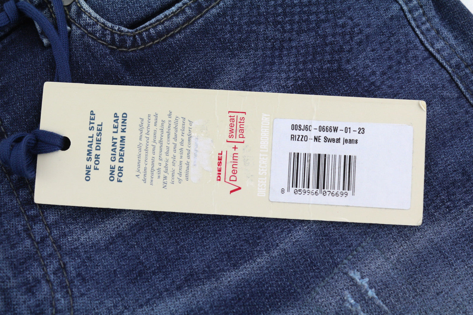 DIESEL Rizzo-Ne 0666W Women Jeans W23 Jogg Sweat Ripped Distress Blue RRP€250