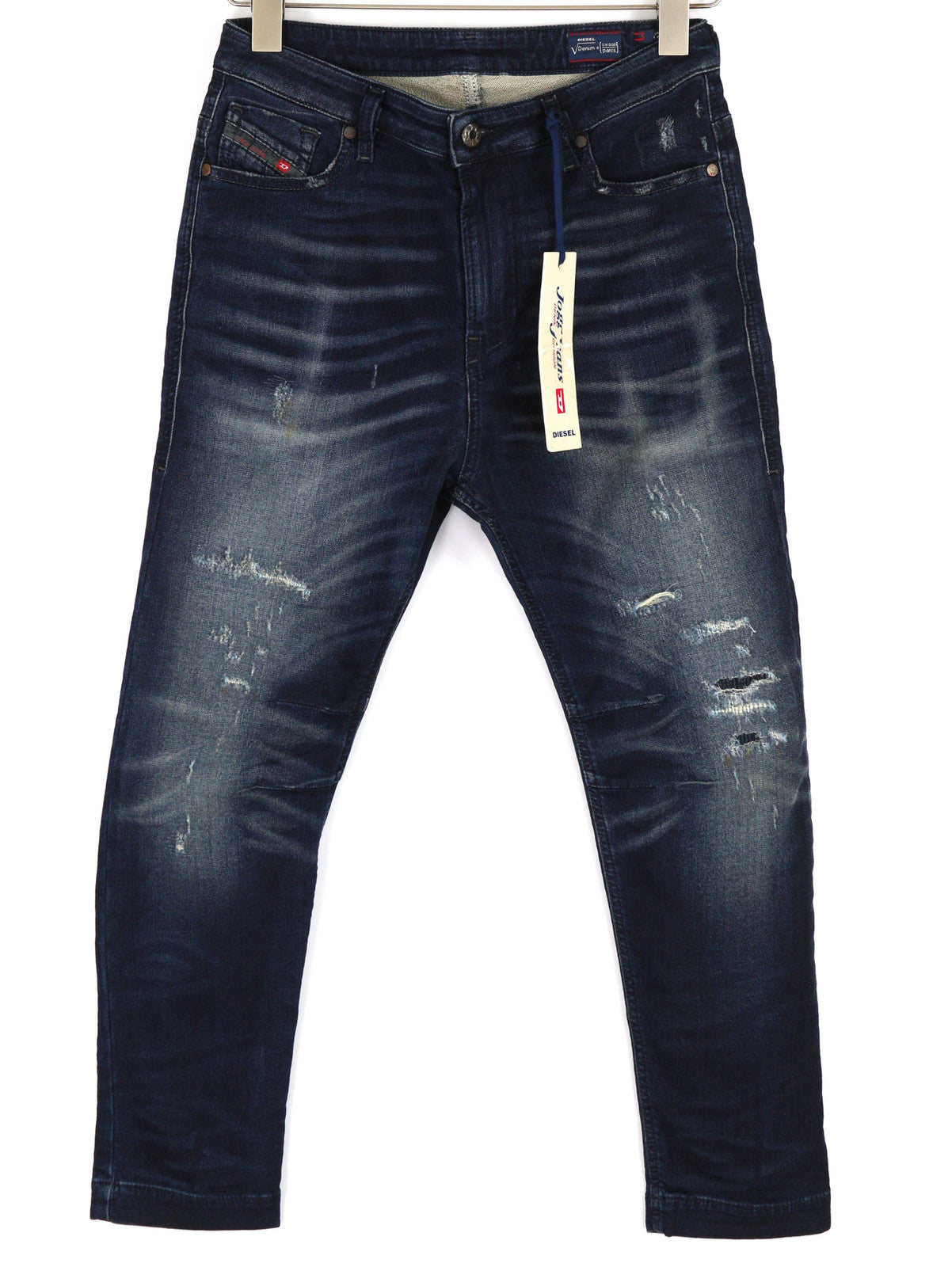 DIESEL Eazee-Ne 0662K Women Jeans W25 Jogg Sweat Ripped Distress Blue RRP€235