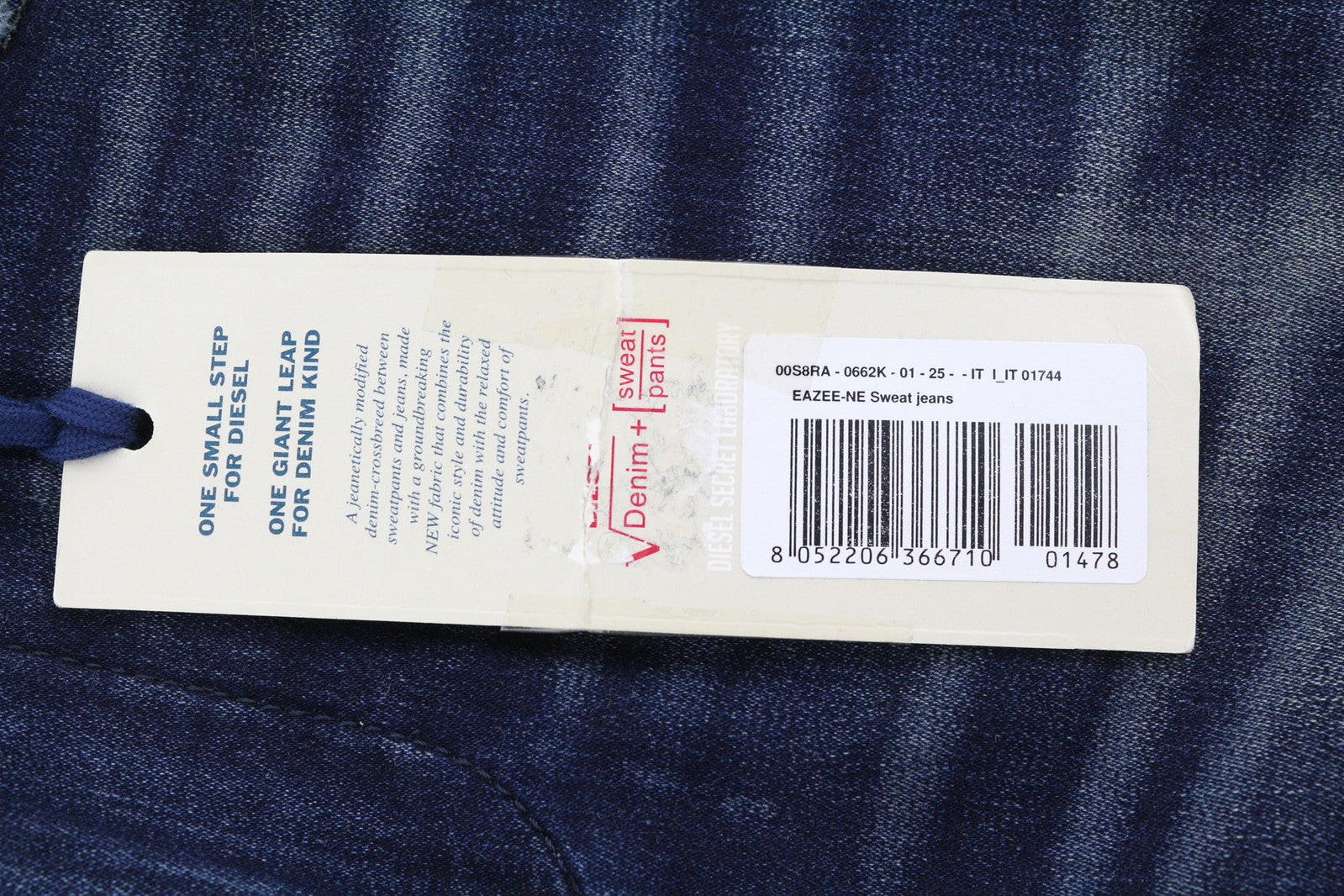 DIESEL Eazee-Ne 0662K Women Jeans W25 Jogg Sweat Ripped Distress Blue RRP€235