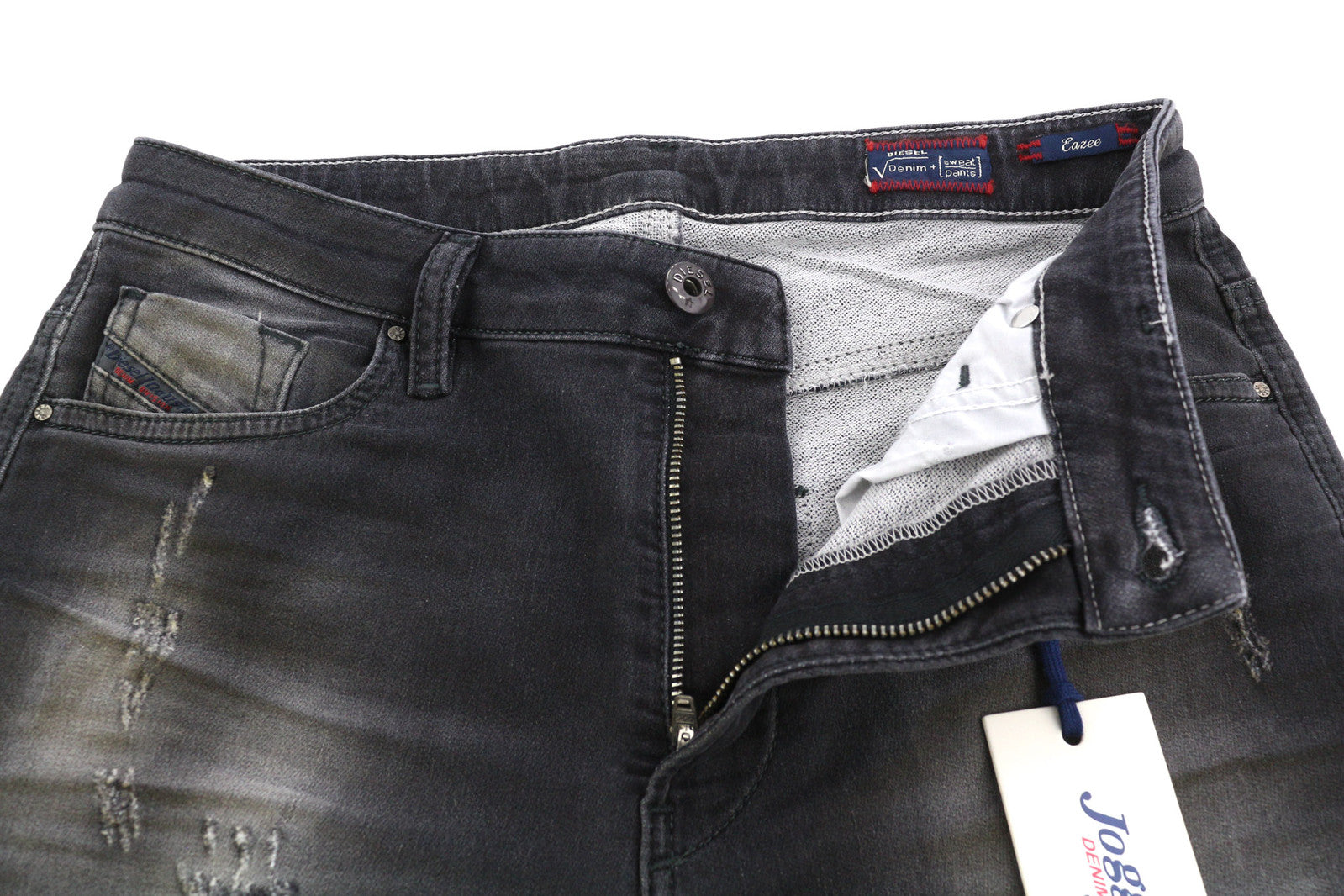 DIESEL Eazee-Ne 0835B Women Jeans W25 Jogg Sweat Ripped Distress Slim RRP€200