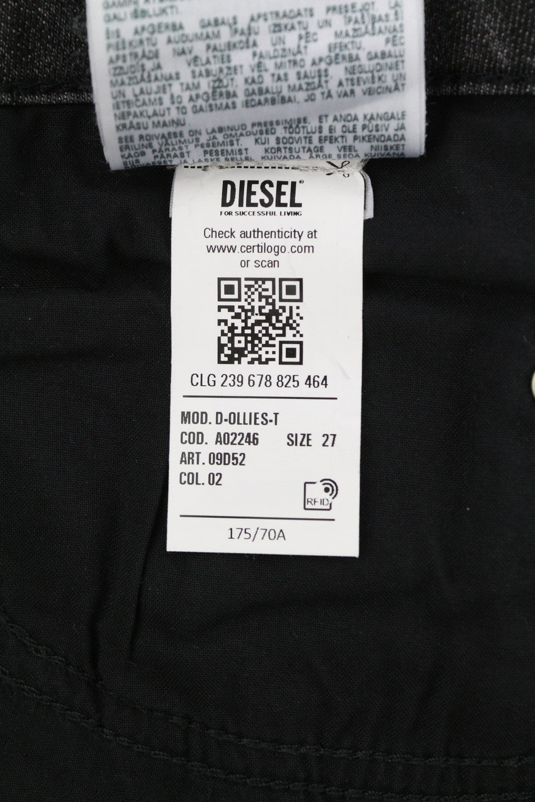 DIESEL D-Ollies-T 09D5 Women Jeans W27 Slim Fit Zipper Washed Black RRP€225