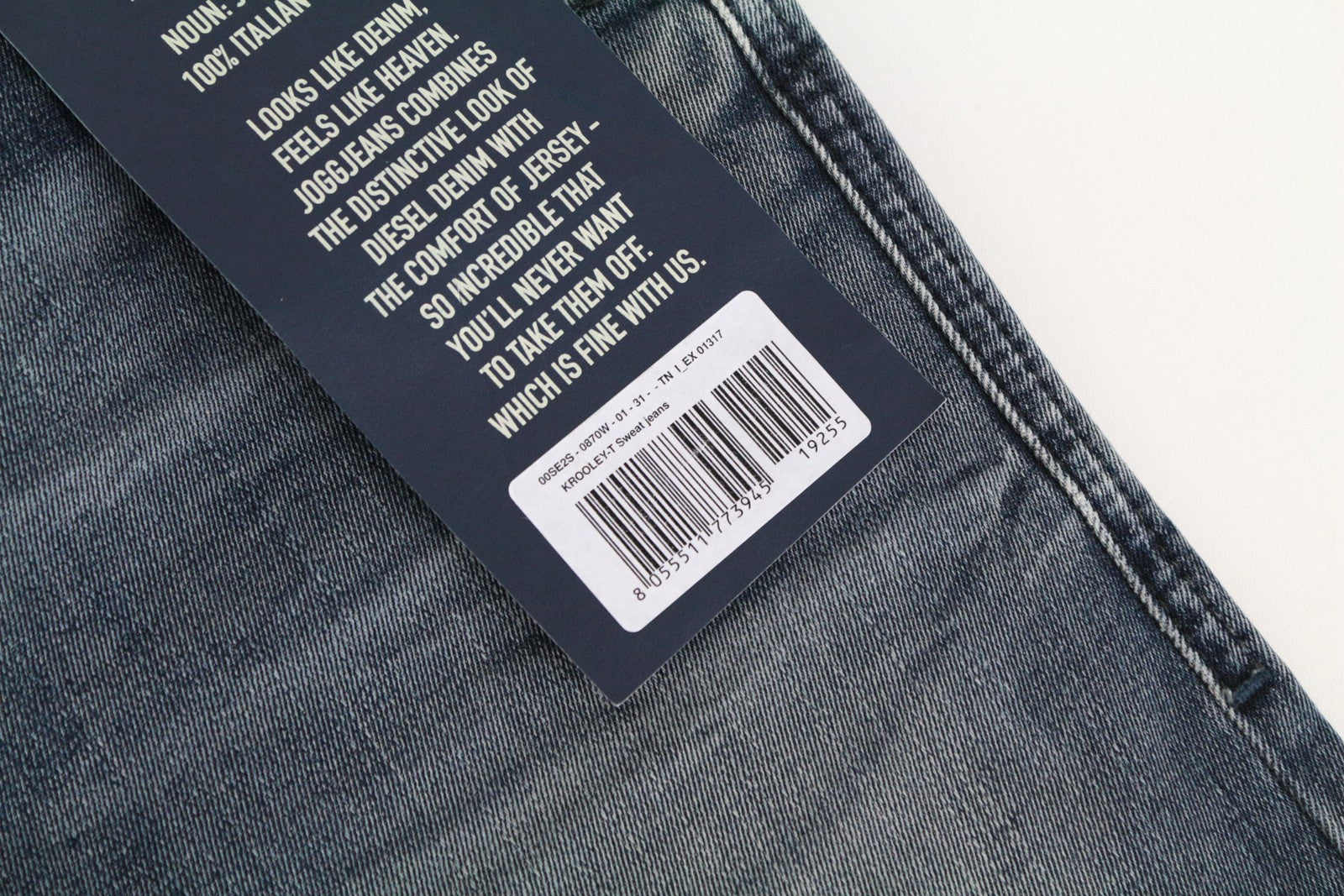 DIESEL Krooley-T 0870W Men's Jeans W31 Sweat Jogg Tapered Blue Cotton Stretch