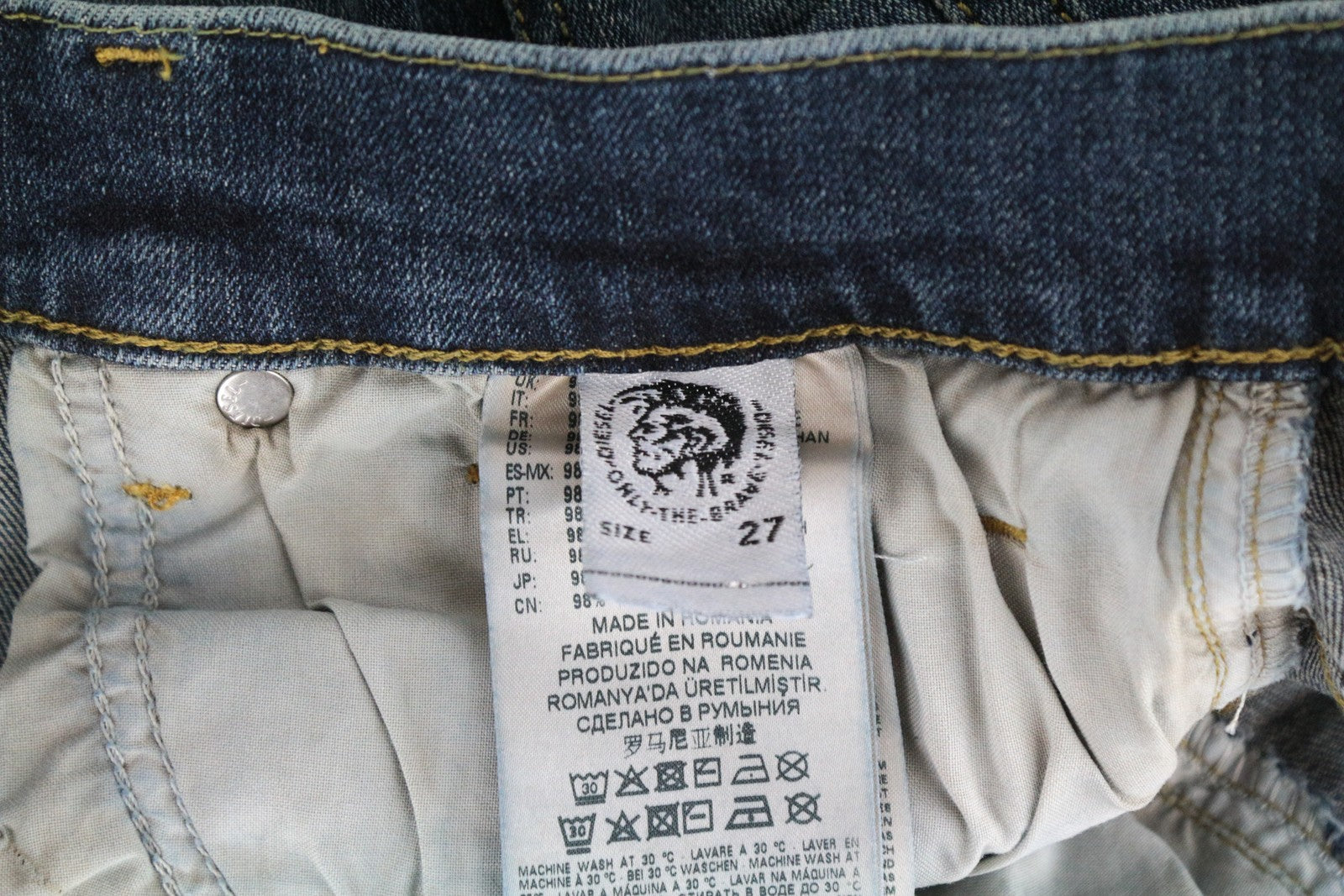 DIESEL D-Amny 069GC Men's Jeans W27 L32 Skinny Fit Blue Cotton Stretch Washed