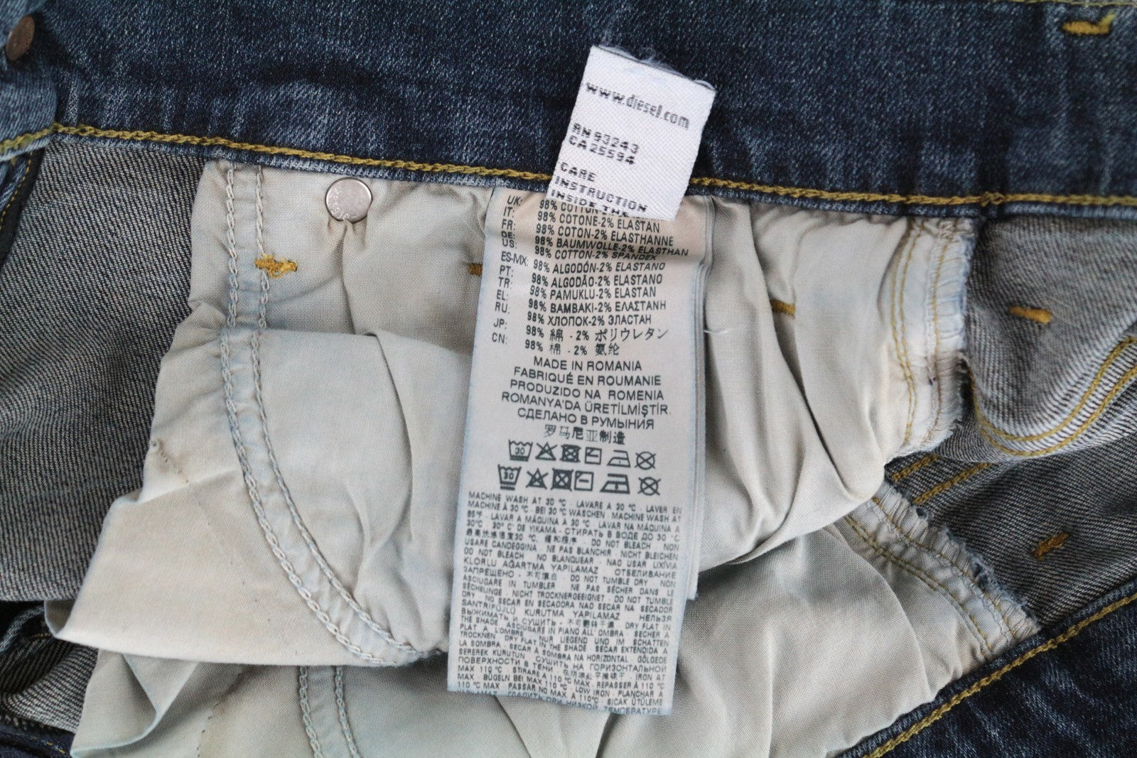 DIESEL D-Amny 069GC Men's Jeans W27 L32 Skinny Fit Blue Cotton Stretch Washed