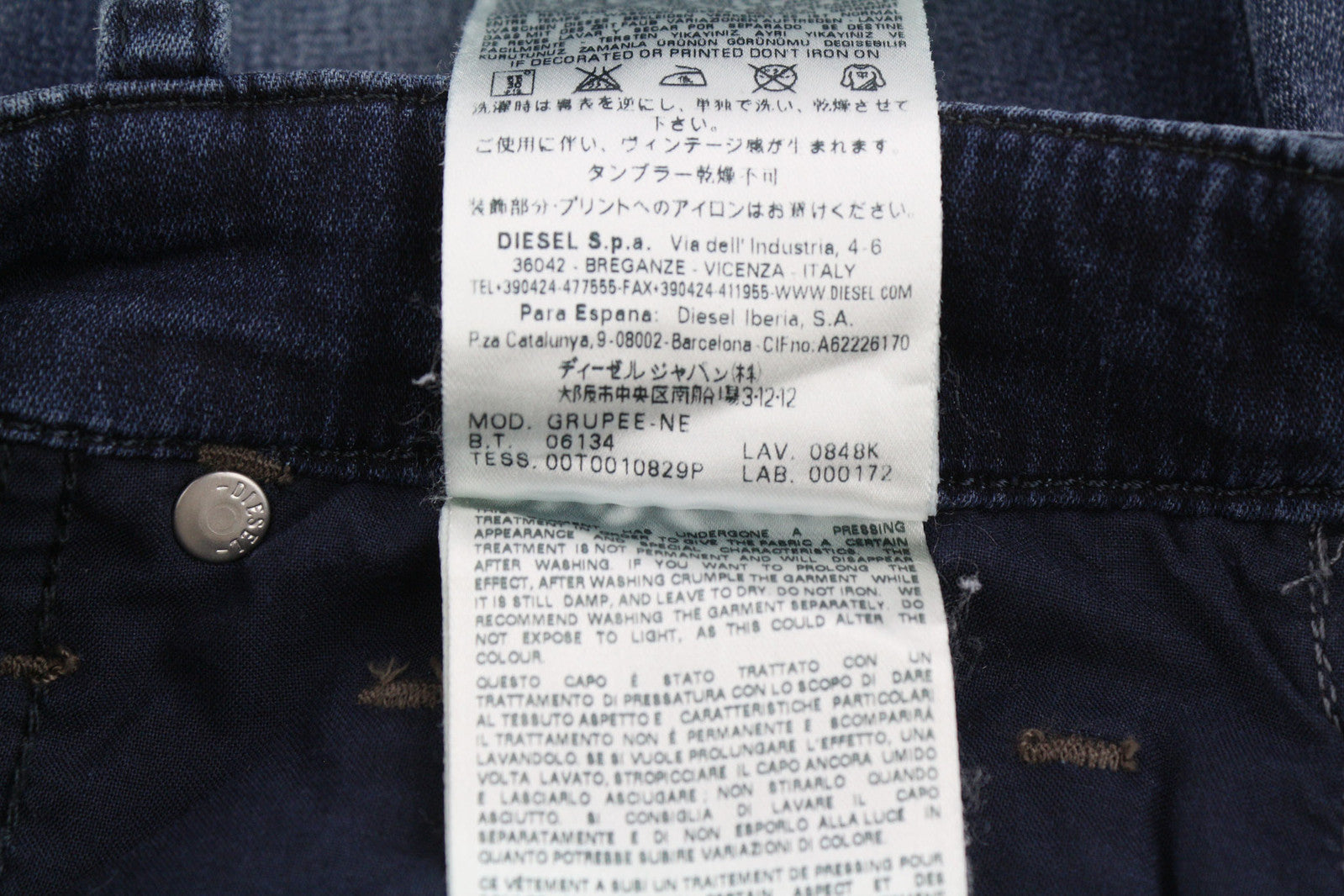 DIESEL Grupee-Ne 0848K Women Jeans W23 Jogg Denim Sweat Skinny Fit Washed Blue