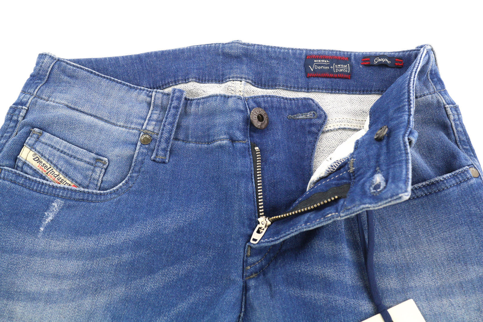 DIESEL Grupee-Ne 0837T Women Jeans W25 Jogg Denim Sweat Skinny Fit Washed Blue