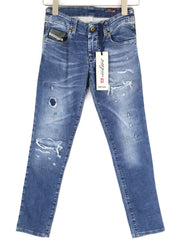 DIESEL Grupee-Ne 0607U Women Jeans W23 Jogg Denim Sweat Skinny Fit Logo RRP€250