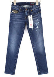 DIESEL Grupee-Ne 0604Z Women Jeans W23 Jogg Denim Sweat Skinny Fit Logo RRP€250