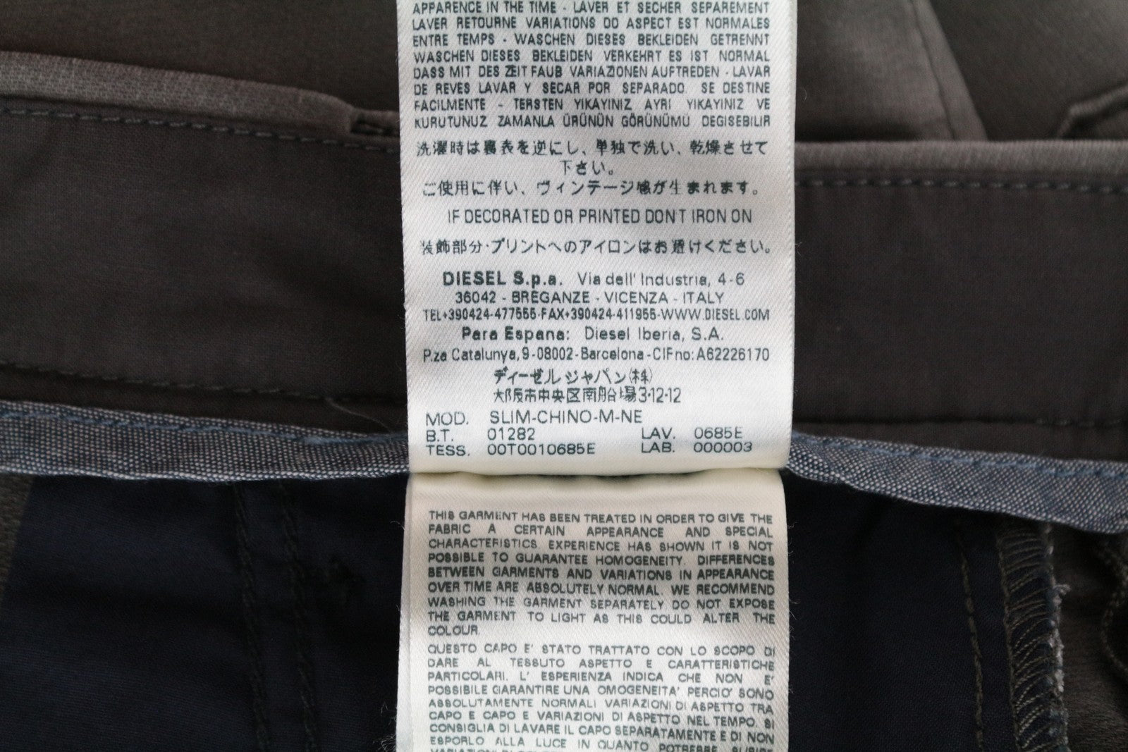 DIESEL Chino-M-NE 0685E Men's Jeans W28 Sweat Jogg Slim Fit Grey Stretch Pleats