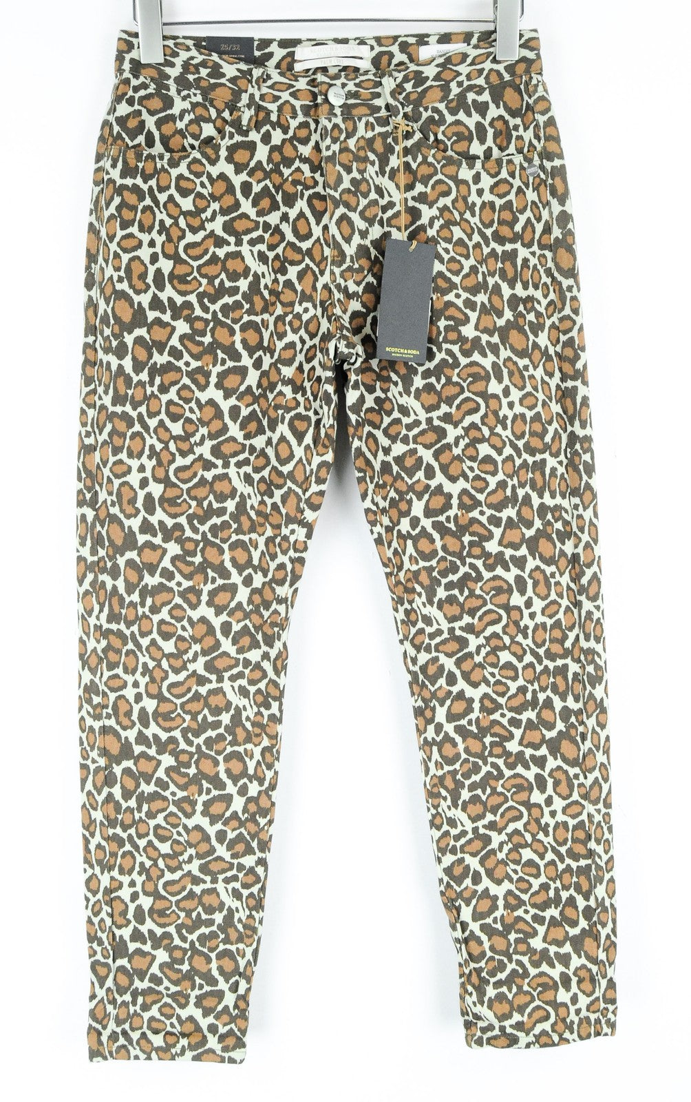 MAISON SCOTCH Bandit womens W25/L32 Slim Brown Cotton Jeans Animal Patterned