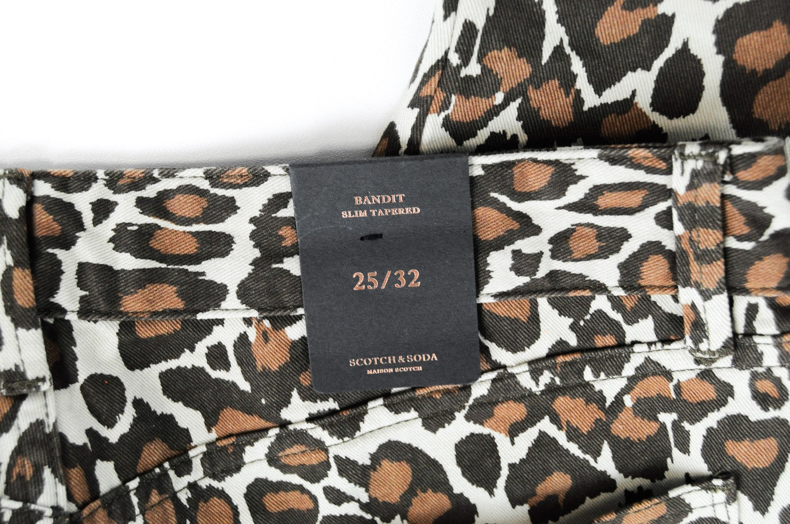 MAISON SCOTCH Bandit womens W25/L32 Slim Brown Cotton Jeans Animal Patterned