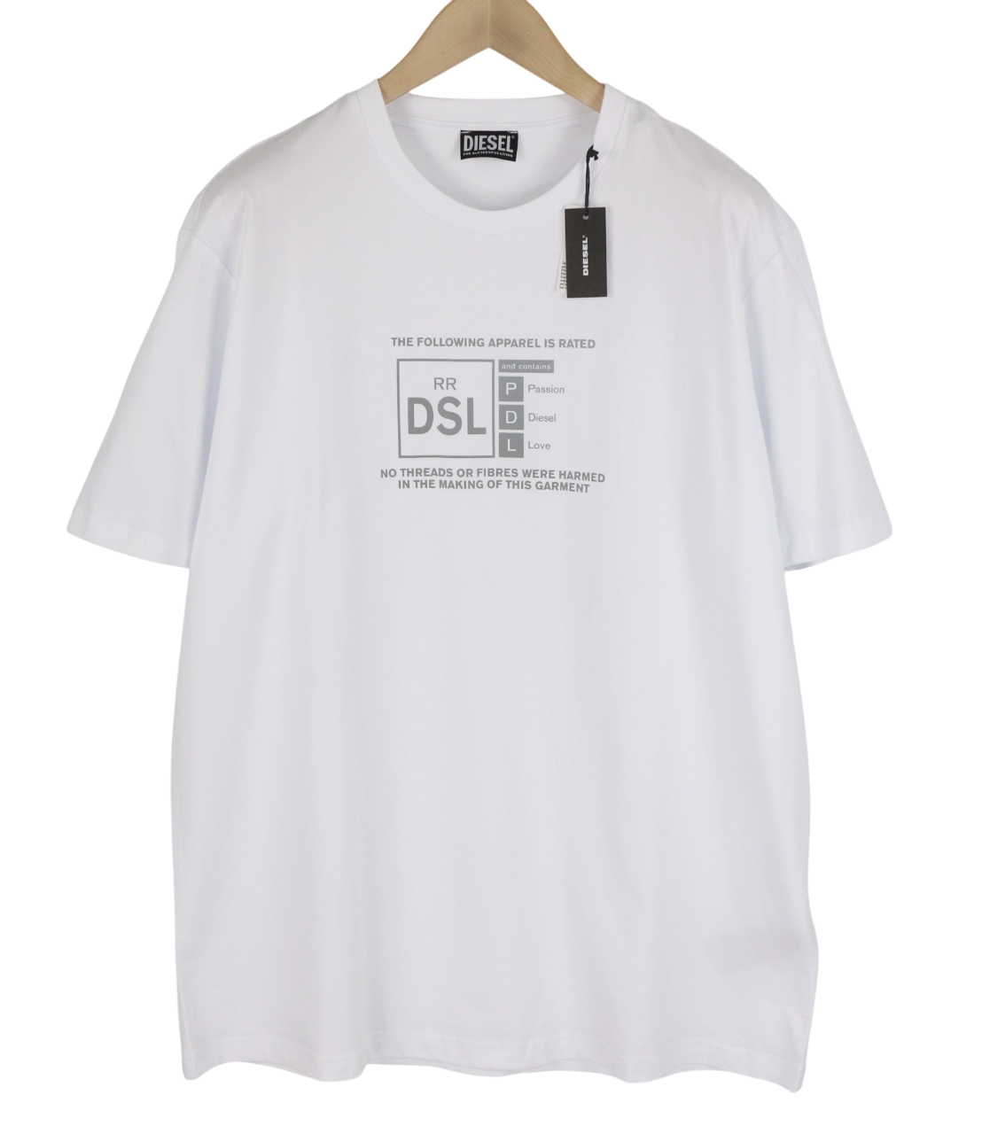 DIESEL T-Just-A35 Men T-Shirt 2XL Short Sleeved Crew Neck Front  Tricot White