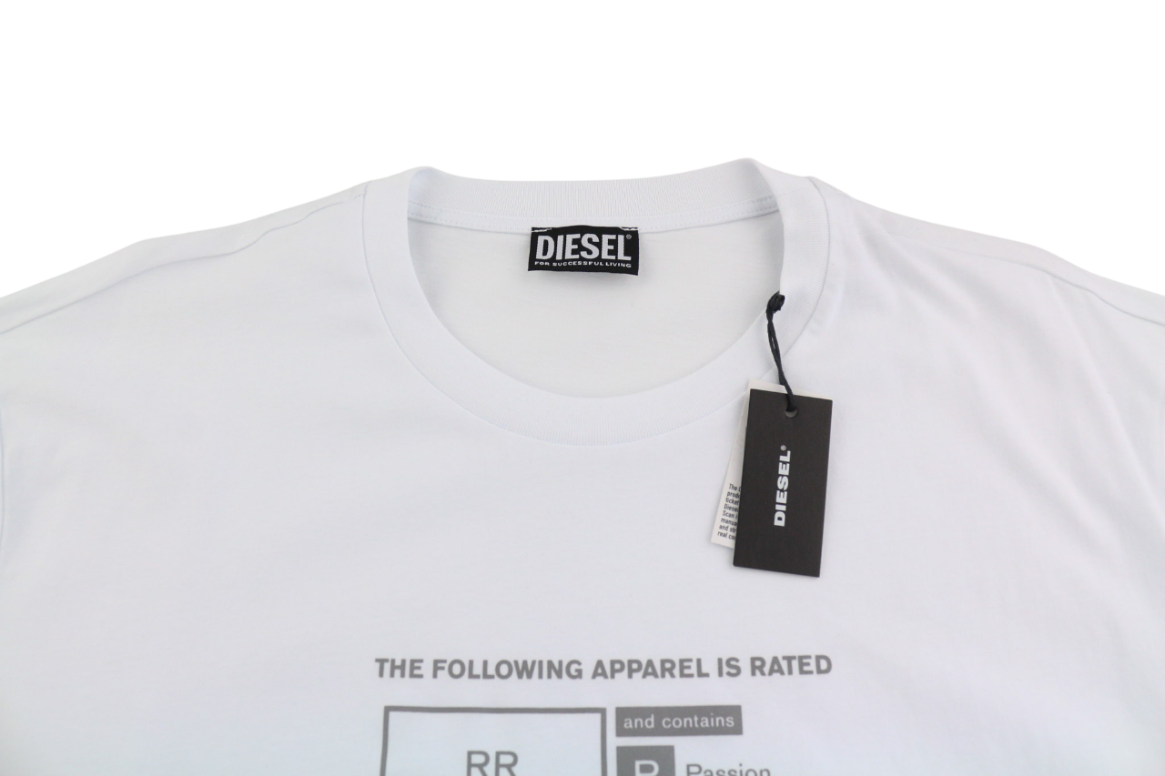 DIESEL T-Just-A35 Men T-Shirt 2XL Short Sleeved Crew Neck Front  Tricot White