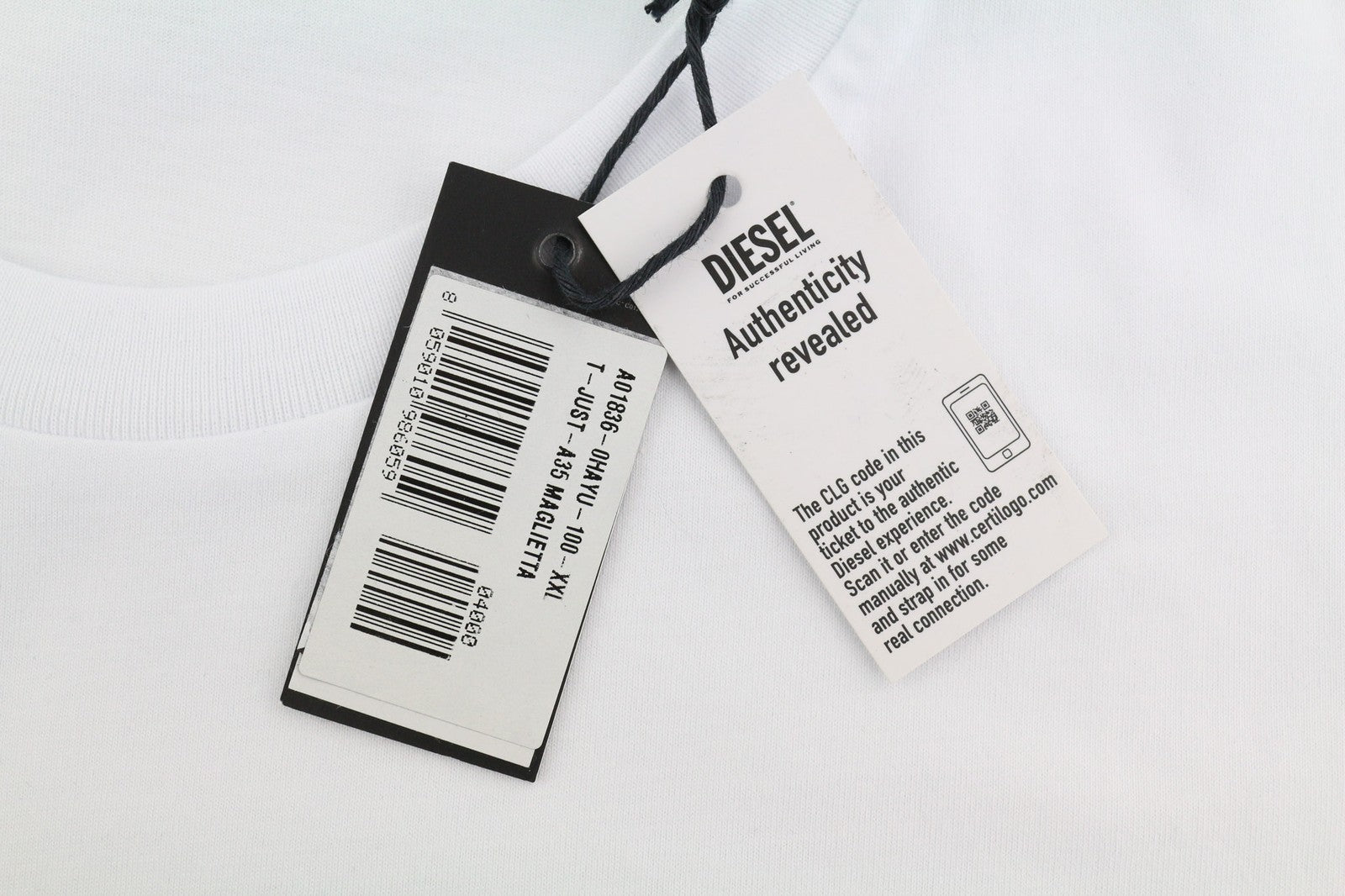 DIESEL T-Just-A35 Men T-Shirt 2XL Short Sleeved Crew Neck Front  Tricot White