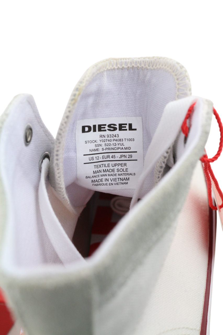 DIESEL S-Principia Mid Men Sneakers EU45 White High Top RRP€185 Trainers