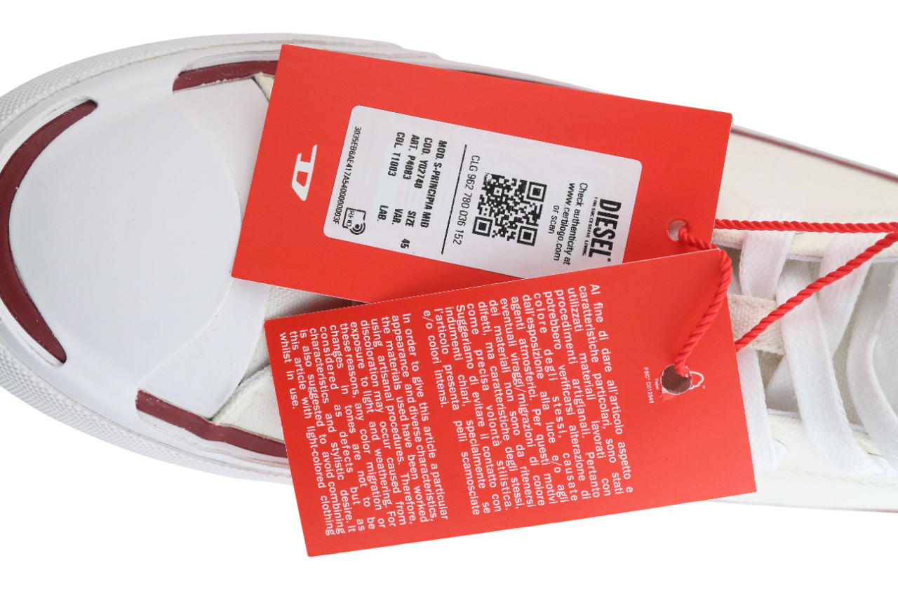 DIESEL S-Principia Mid Men Sneakers EU45 White High Top RRP€185 Trainers