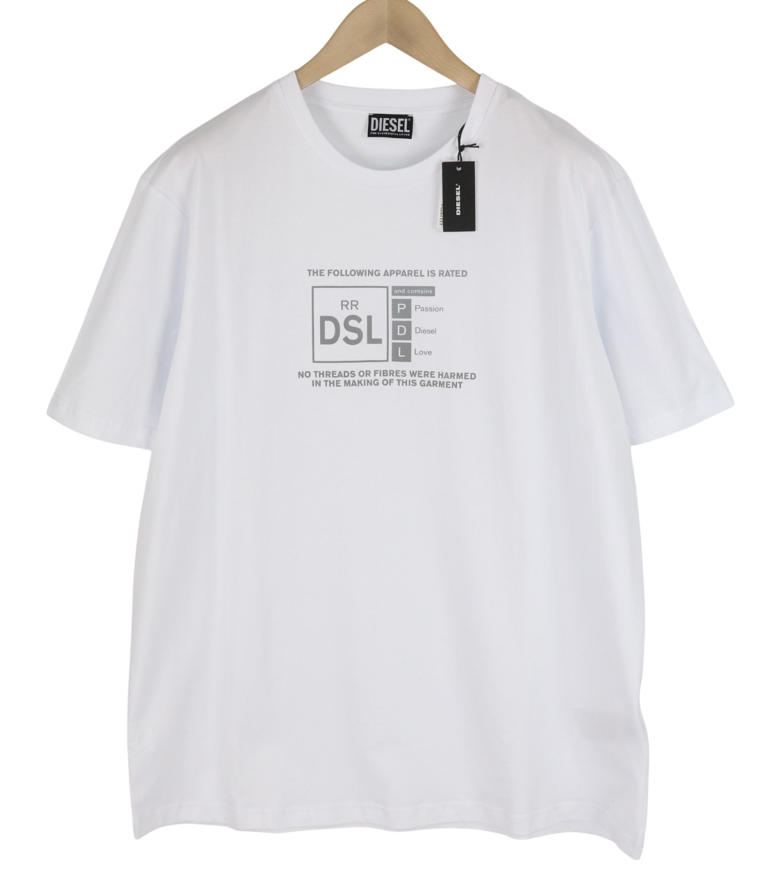 DIESEL T-Just-A35 mens T-Shirt 2XL Short sleeved Crew Front  Tricot White