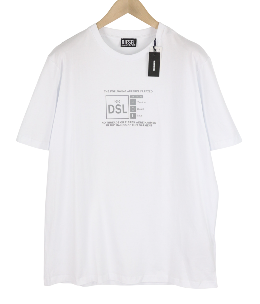 DIESEL T-Just-A35 mens T-Shirt XL Short sleeved Crew Neck Front  Tricot White