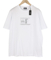 DIESEL T-Just-A35 vyriški marškinėliai XL dydžio, trumpomis rankovėmis, apvalia apykakle, priekyje, balti.