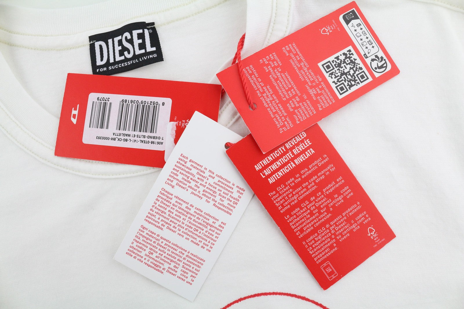 DIESEL T-Diebind-Slits-E1 Men T-Shirt L Short Sleeve Crew Collar Tricot RRP€80