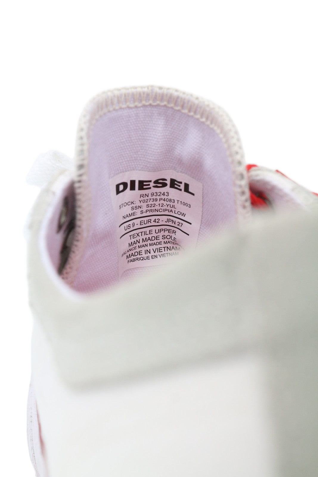 DIESEL S-Principia Low Men Sneakers EU42 White Lace Up Low Top Trainers RRP€185