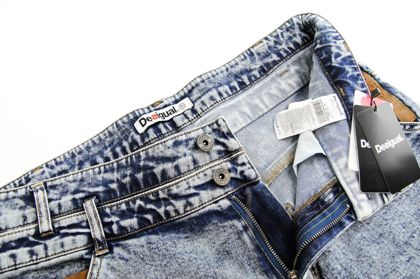 DESIGUAL Coll mens Slim Jeans W36 Blue Washed  stretchy Cotton Casual