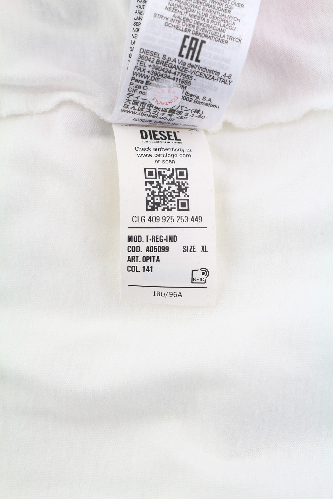 DIESEL T-Reg-Ind womens T-Shirt XL Short sleeved Crew Collar  Tricot RRP€90