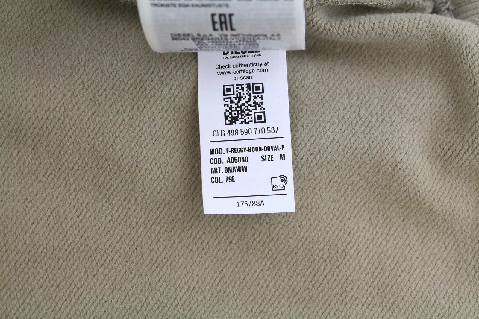 DIESEL F-Reggy-Hood-Doval-P Women  Hoodie M Light Brown Pullover RRP€135