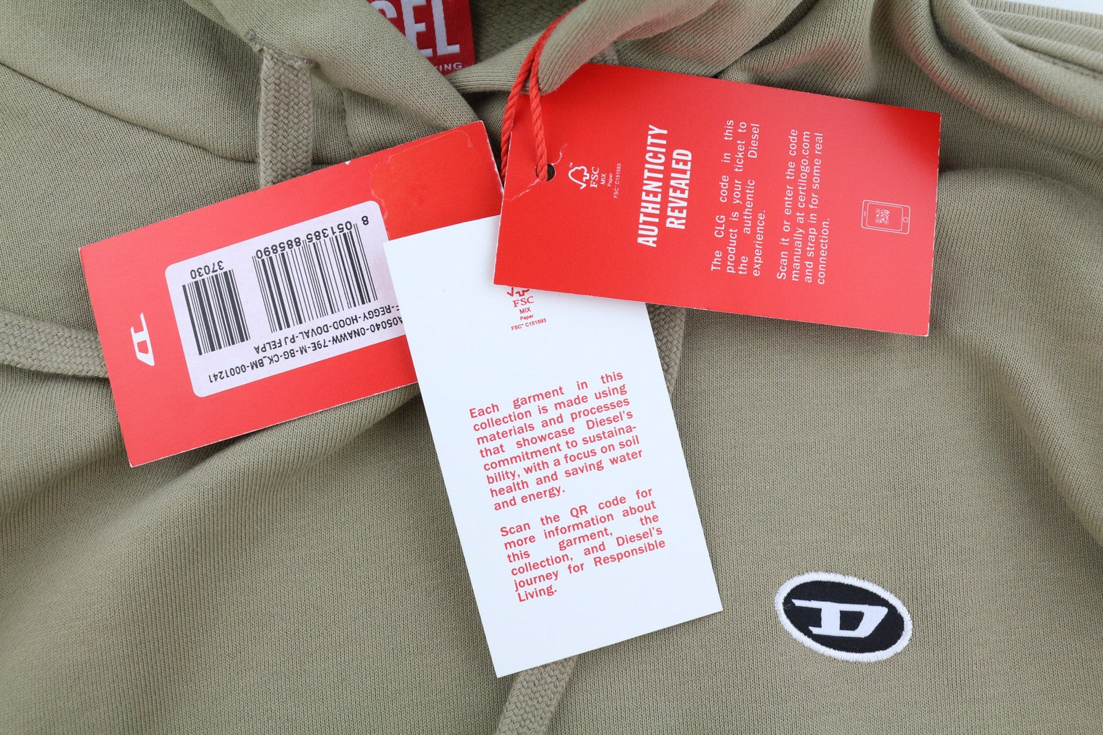 DIESEL F-Reggy-Hood-Doval-P Women  Hoodie M Light Brown Pullover RRP€135